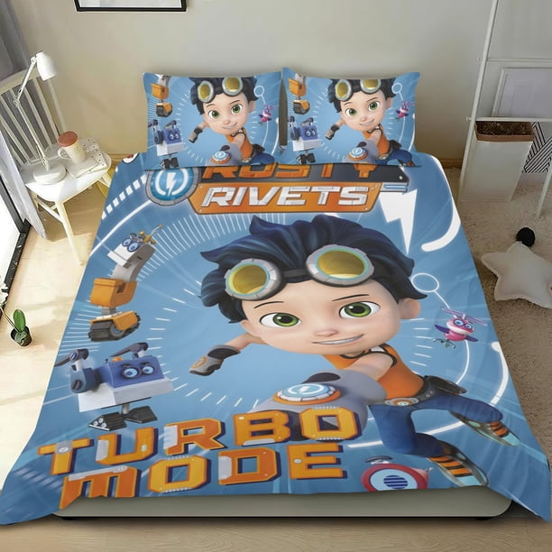 Rusty Remaches Conjunto de sábanas temático, trío de piezas, cómodo y amigable con la piel, diseño único, regalo de decoración para el hogar para familiares, amigos y fans,173cm *218cm