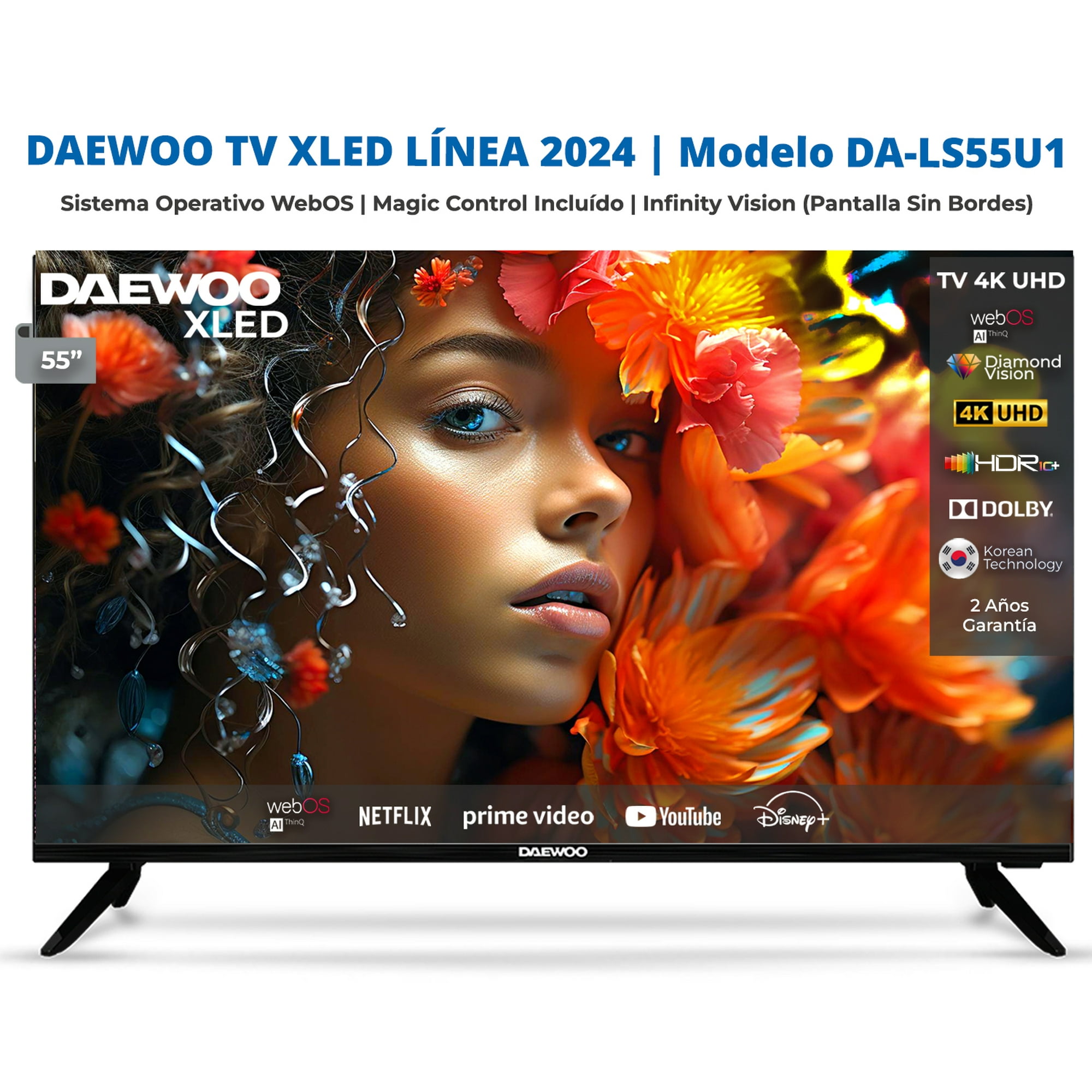 Led 55"" Dolby Audio Da-Ls55U1 4K Ultra Hd Smart Tv Xled Magic Control