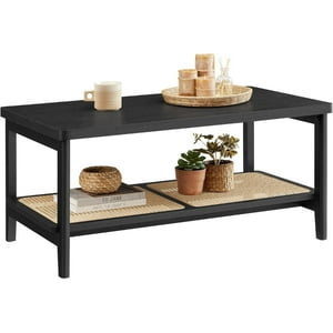 Casa Vinte - Mesa De Centro Rectangular Ratán Negra Melby