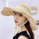 thumbnail image 3 of Sombrero de paja de ala ancha para mujer, con circunferencia de 56-58 cm, plegable, ideal para playa, vacaciones, protección solar., 3 of 5