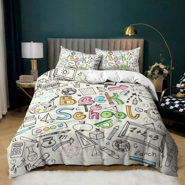Cartoon Summer Beach Flamingo Quilt Duvet Cover Set Bedding3-Piece Bedding Set
