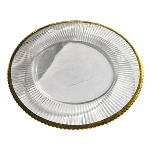 Genérico - Set 3 Plato Transparente Borde Dorado Decoración Jhn