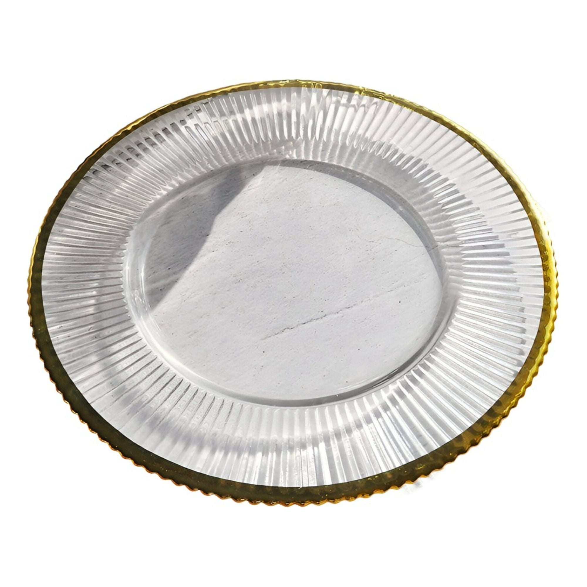 Genérico - Set 3 Plato Transparente Borde Dorado Decoración Jhn