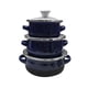 thumbnail image 5 of Juego De 3 Miniollas Esmaltadas, Juego De Utensilios De Cocina Esmaltados Portátiles Universales Para Cocinar En Casa, Azul Oscuro, 5 of 5