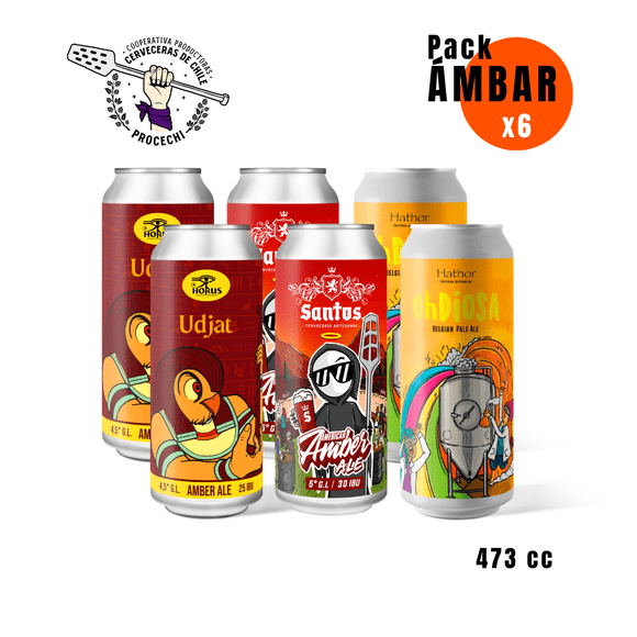Pack 6 Cervezas  Ámbar 473 cc c/u