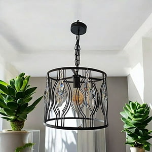 Want - Lampara Colgante E27 Con Decoracion En Vidrio Y Metal Vintage