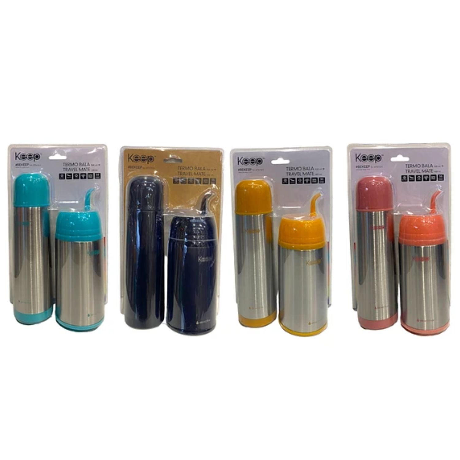 Set Termo Bala + Travel Mate Doble Pared Colores Keep - Sc
