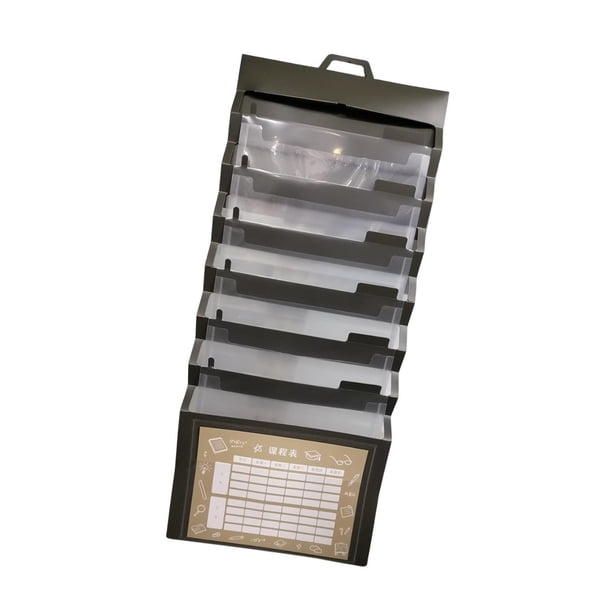 Organizador de archivos expandible, organizador de carpetas, tabla de bolsillos de almacenamiento, ahorro de espacio con 6 bolsillos para papel tamaño negro