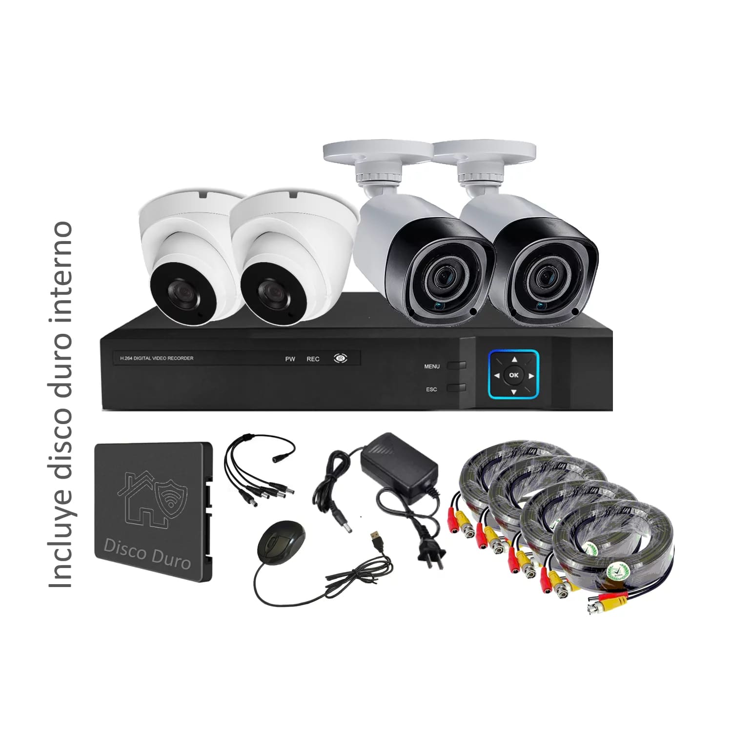 Vipa - Kit 4 Cámaras Seguridad Mixto Hd Con Disco Duro M43Ldd