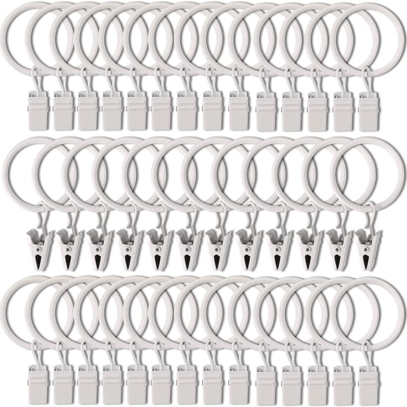 Anillas para cortinas con clips AMZSEVEN, paquete de 40 unidades, 3,2 cm de diámetro interior