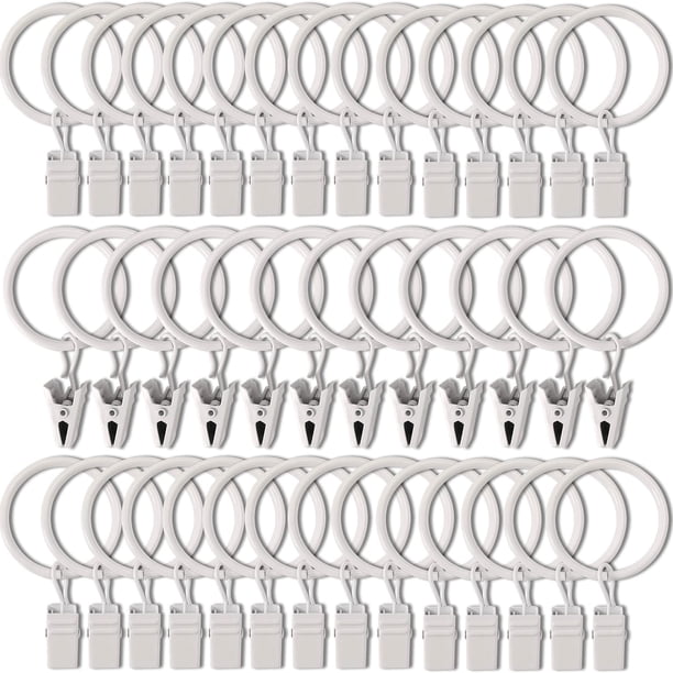 Anillas para cortinas con clips AMZSEVEN, paquete de 40 unidades, 3,2 cm de diámetro interior