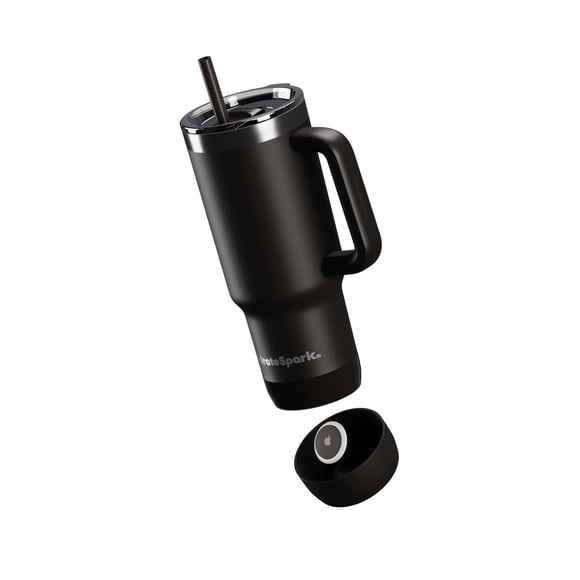 Vaso térmico HidrateSpark 30 oz con funda de silicona para AirTag, negro