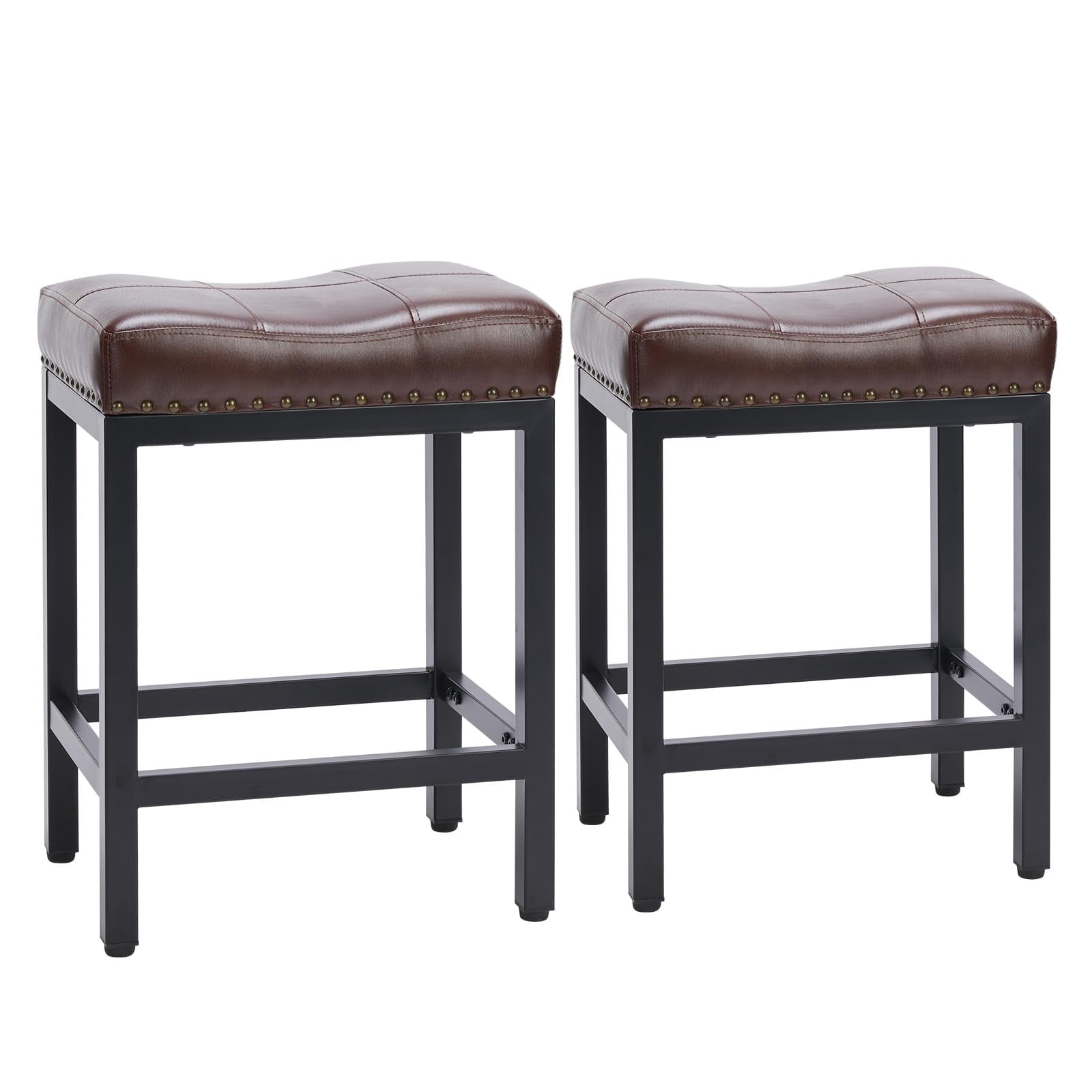 Juego De 2 Taburetes De Bar Sweetcrispy, 61 Cm De Altura De Mostrador, Color Marrón