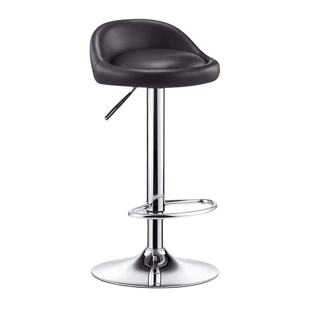 silla Bar Belug Pisos Altura Regulable Taburete Con Respaldo Cromado Negro