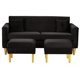 thumbnail image 1 of Sofa New Retro 3 Cuerpos Más 2 Pouf Felpa 01 Negro, 1 of 5