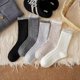 thumbnail image 3 of Xiao Hua Calcetines de mujer de media caña con doble canalé, 3 pares, negros, talla única, cálidos e informales, calcetines gruesos de cuello redondo, adecuados para el invierno., 3 of 3