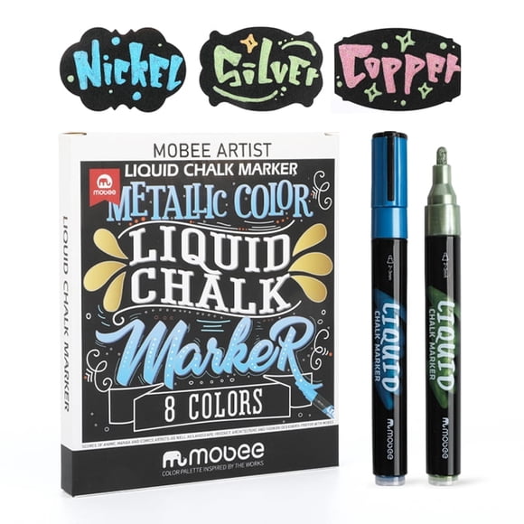 Marcadores Plumón Lápices Tiza Líquida 8 Colores Metálicos
