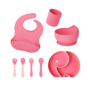 Genérico - Set Alimentacion Silicona 8En1 Antideslizante Bebes Lau