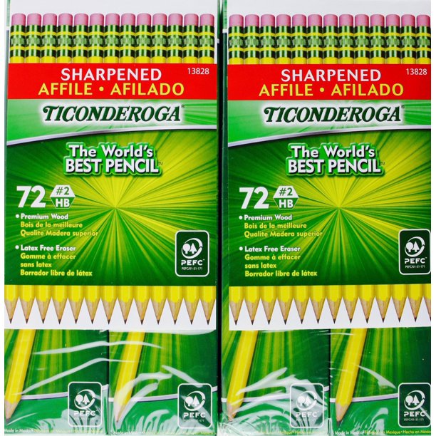 Borrador Pencils Ticonderoga #2 HB de madera de primera calidad sin látex, 144 unidades