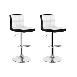 Global Latin - Pack 2 Silla Piso Bar Taburete Con Respaldo Blanco Y Negro