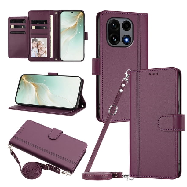 Funda Billetera de Cuero Sintético para OnePlus 15, Morado Oscuro