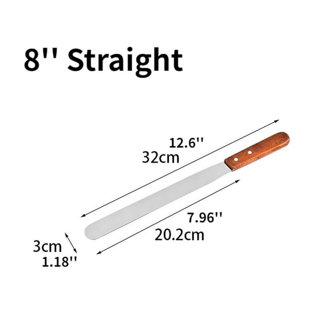1pc Cake Cream Spatula 6 Inch 8 Inch 10 Inch Wooden Handle Stainless Steel Straight Kiss Curved Kiss Spatula Deformation Scraper Baking Tool