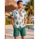 thumbnail image 4 of INSPIRE CHIC Conjunto de 2 Piezas para Hombre Camisa y Pantalones Cortos Tropicales Hawaianos Playa XL Verde, 4 of 5