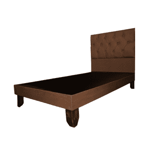 Mueblart - Base De Cama Con Respaldo A Piso 1.5 Plazas Café Lino