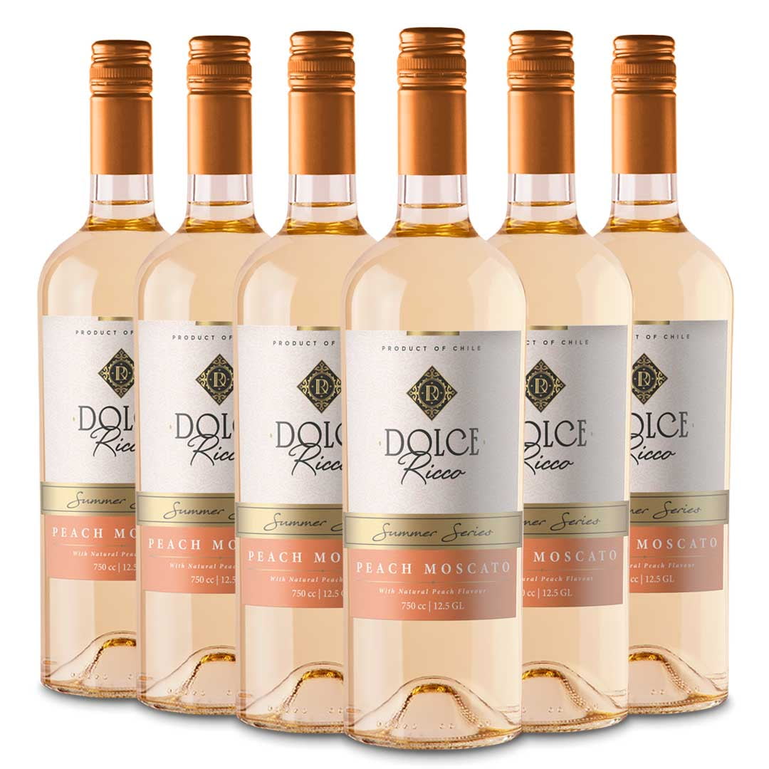 Pack X6 Vino Dolce Ricco Peach Moscato 750Cc 12,5%