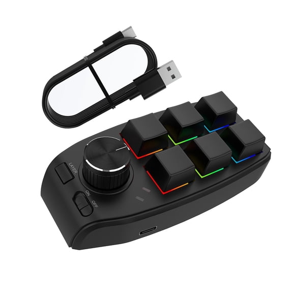Teclado Teclas Programables Duraderas Con Cable RGB Para Programación De Dibujo De Audio Negro