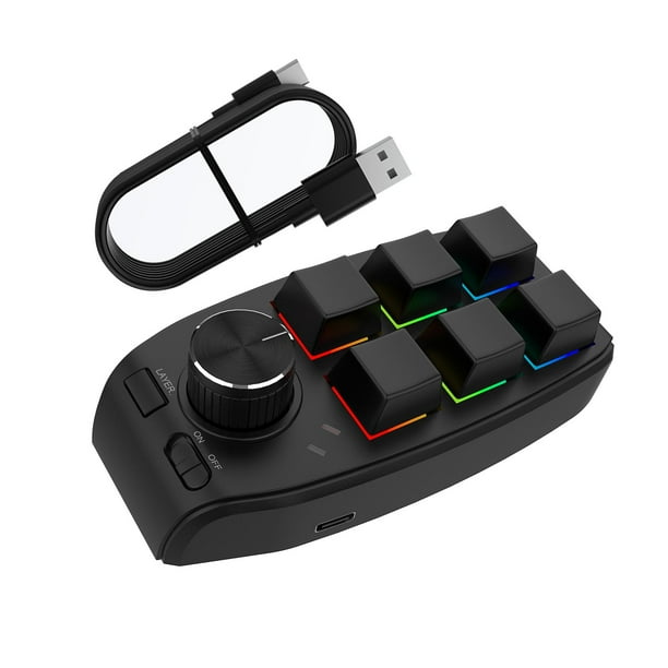 Teclado Teclas Programables Duraderas Con Cable RGB Para Programación De Dibujo De Audio Negro