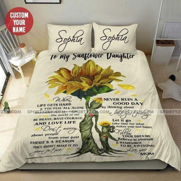 Sunflower Gift For Your Daughter Personalized Quilt Duvet Cover Set3-Piece Bedding Set
