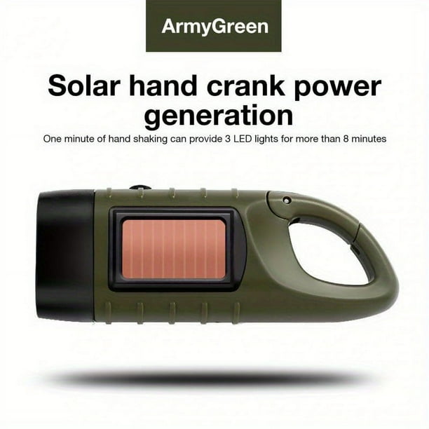 Never Run Out of Light: Hand Crank and Solar Powered LED Flashlight for Fishing, Boating, and Hiking