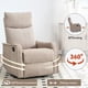 thumbnail image 3 of Heat Massage Manual Recliner Chair with Rocker and Swivel in Fabric for Living Room, Khaki, 3 of 3