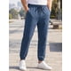 thumbnail image 4 of INSPIRE CHIC Pantalones Joggers de Lino a Rayas con Cintura Elástica y Cordón Ajustable para Hombre, Ligeros y Casuales, Talla L, Azul, 4 of 5