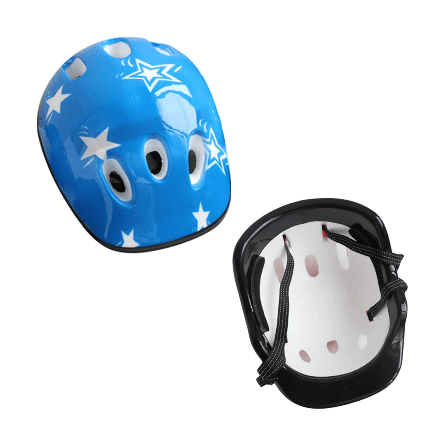 Genérico - Casco Bicicleta Rodilleras Infantil Niños Anticaída Azul