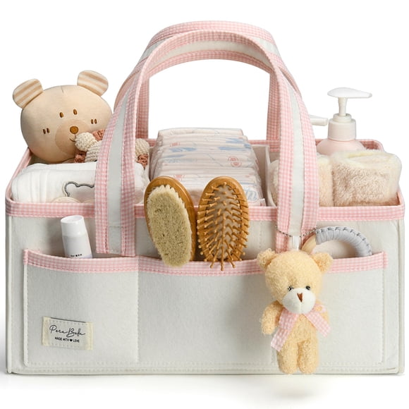 Organizador de pañales XL PeraBella rosa con asa 41 x 25 x 18 cm