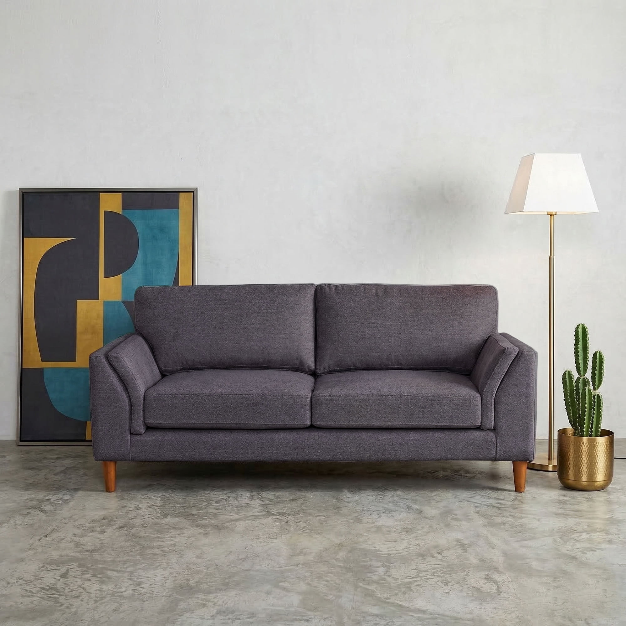 Latam Home - Sofa Milan 3c Con Resortes Pocket Lino Gris Oscuro