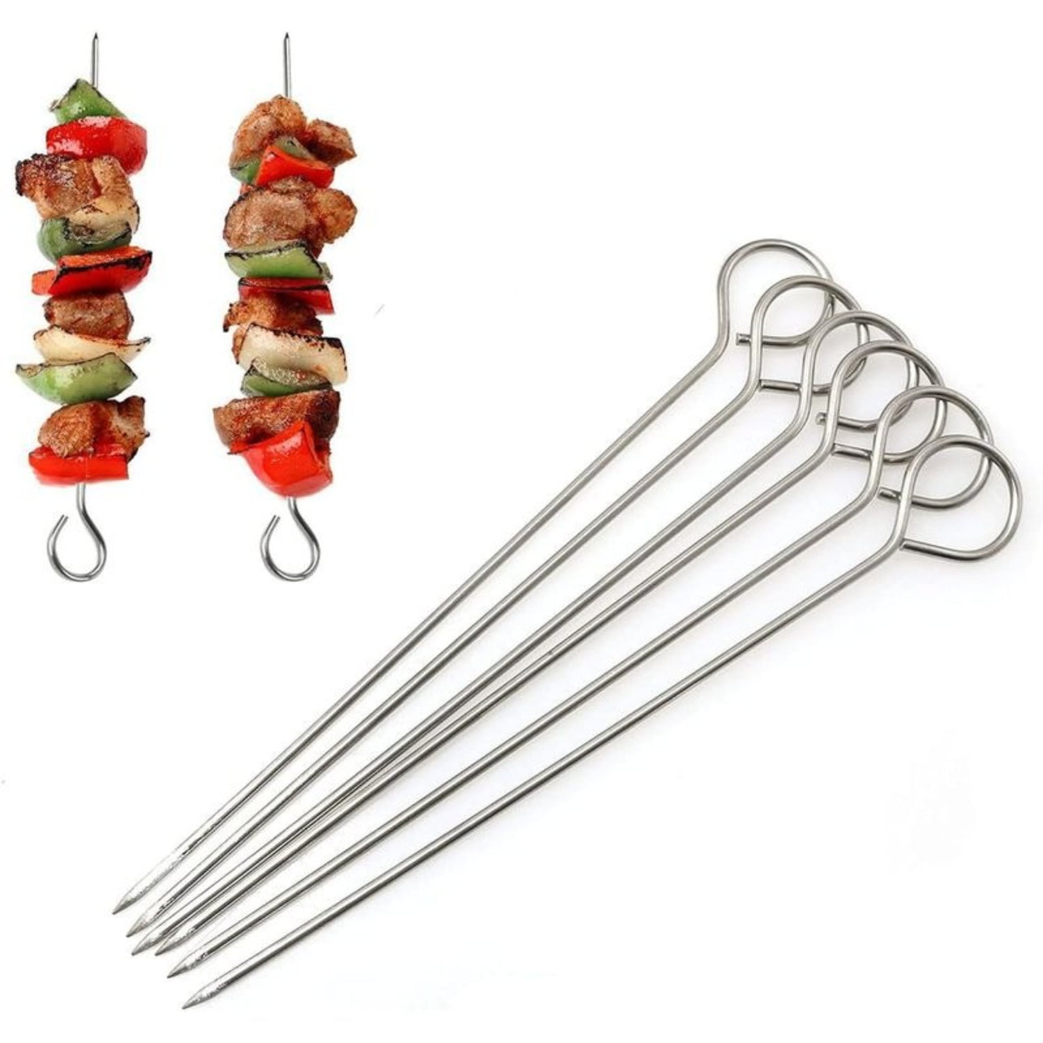 Wayu - Set De 6 Pinchos Brochetas Anticucho Metal De 50 Centimetros