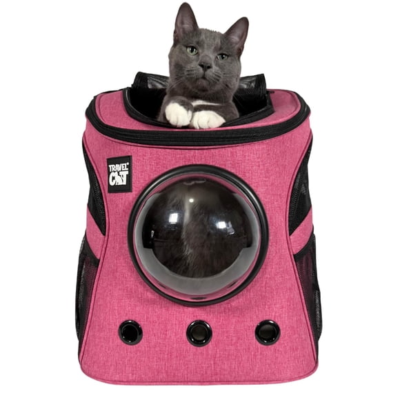 Transportín para Gato The Fat Cat Bubble Pink, Aprobado por Aerolíneas