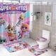 thumbnail image 1 of Supergatitos Super Kitties-theme 4-Piece Shower Curtain Set with Rugs, Waterproof Bathroom Decor Set Includes Bath Mat, U-Shaped Rug, Toilet Lid Cover and Curtain with Hooks, 1 of 6