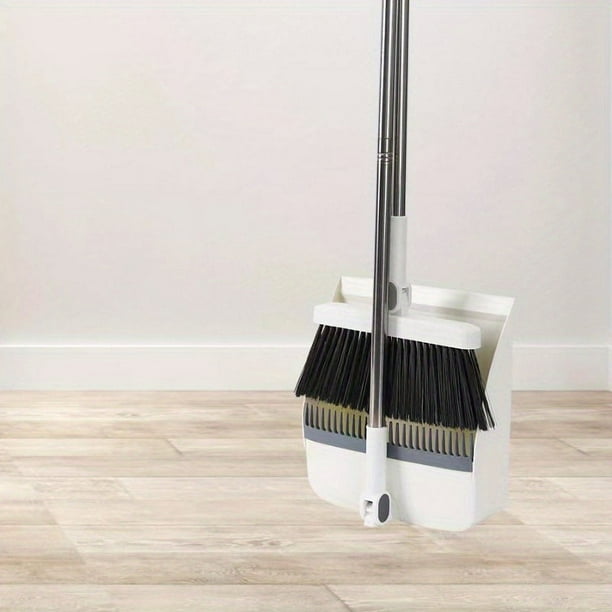 2pcs/set 48.8" Long Handle Broom And Dustpan Set For Home, Upright Dustpan And Broom Combo Set, Sweeping Kitchen Wood Floor Pet Hair, Cleaning Supplies For Indoor