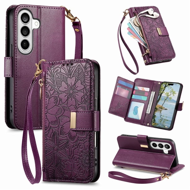 Funda FOXDOCK cartera de piel sintética para FOXDOCK Samsung Galaxy S26 Pro – Resistente a golpes, RFID – Púrpura