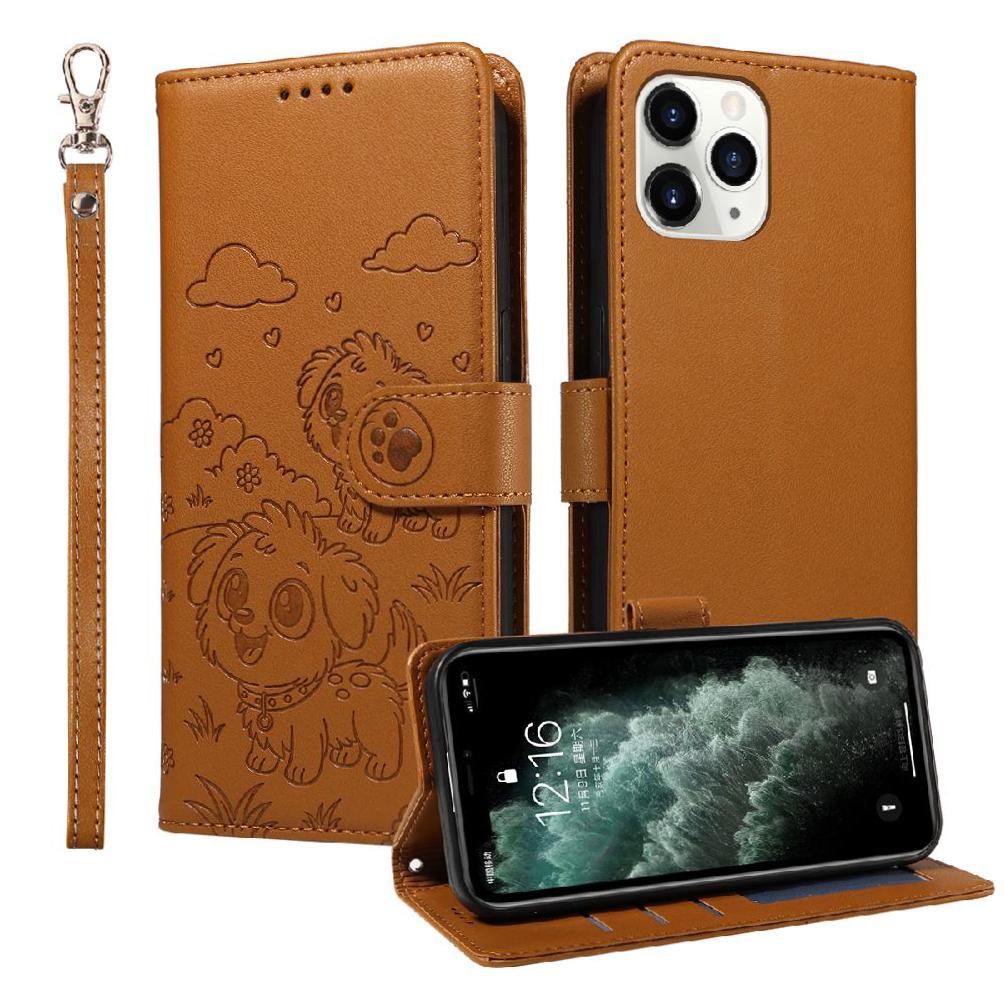 Funda Billetera Foxdock Compatible Con Iphone 11 Pro Max , Diseño Perrito Tierno, Ranuras Para Tarjetas Y Soporte Plegable