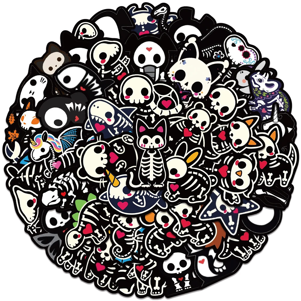 Estoykuku - Set Stickers Calcomonias Animalitos Corazon Skull Black Love