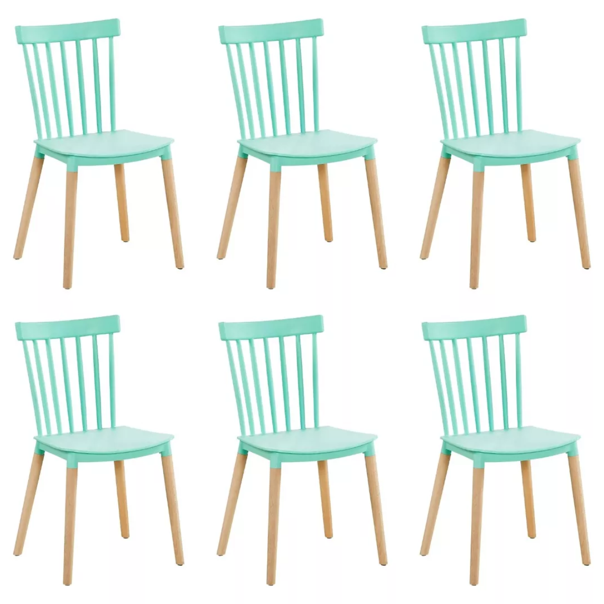 Moboi - Pack 6 Sillas Windsor Para Comedor O Terraza Menta