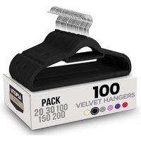 Set De 100 Perchas De Terciopelo Para Ropa De Utopia Home, Negras