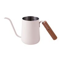 Magideal - Cafetera De Goteo Para Verter Sobre El Café, Tetera De 250 Ml, Cafetera Para Acampar, Tetera Con Mango De Madera Anti-Calor, Cafetera, Bar O Cafetería Blanco