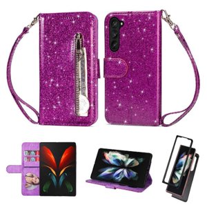 Funda Para Foxdock Elegante Funda Samsung Galaxy Z Fold6 Glitter Con Cremallera-Ideal Para El Uso Diario
