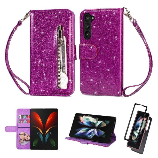 Funda para FOXDOCK Elegante funda Samsung Galaxy Z Fold6 Glitter con cremallera-Ideal para el uso diario